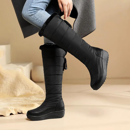 Kniehoge Winterlaarzen met Bontvoering - Warme Dameslaarzen met Antislip Zool