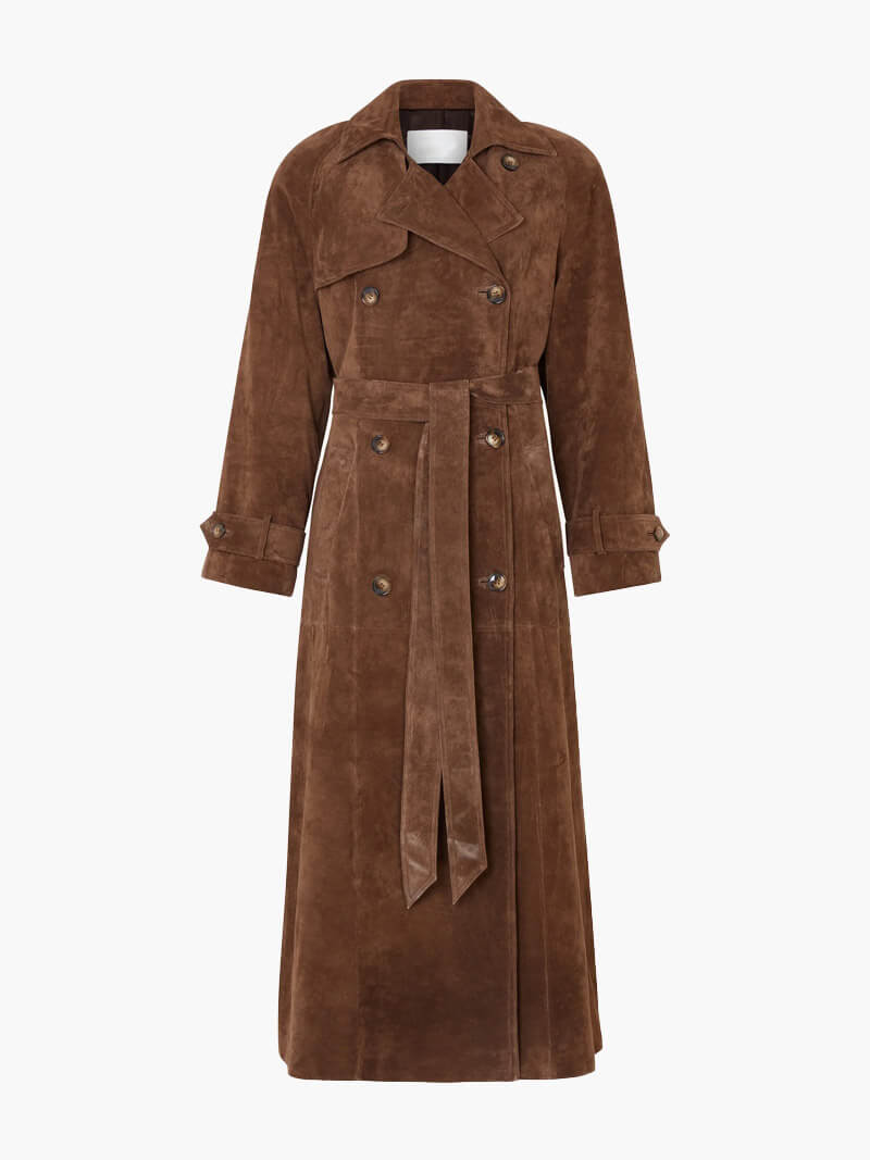 Maxi Suède Trenchcoat - Veganistisch Suède - Riem en Luxe Look - Perfect voor Herfst en Winter