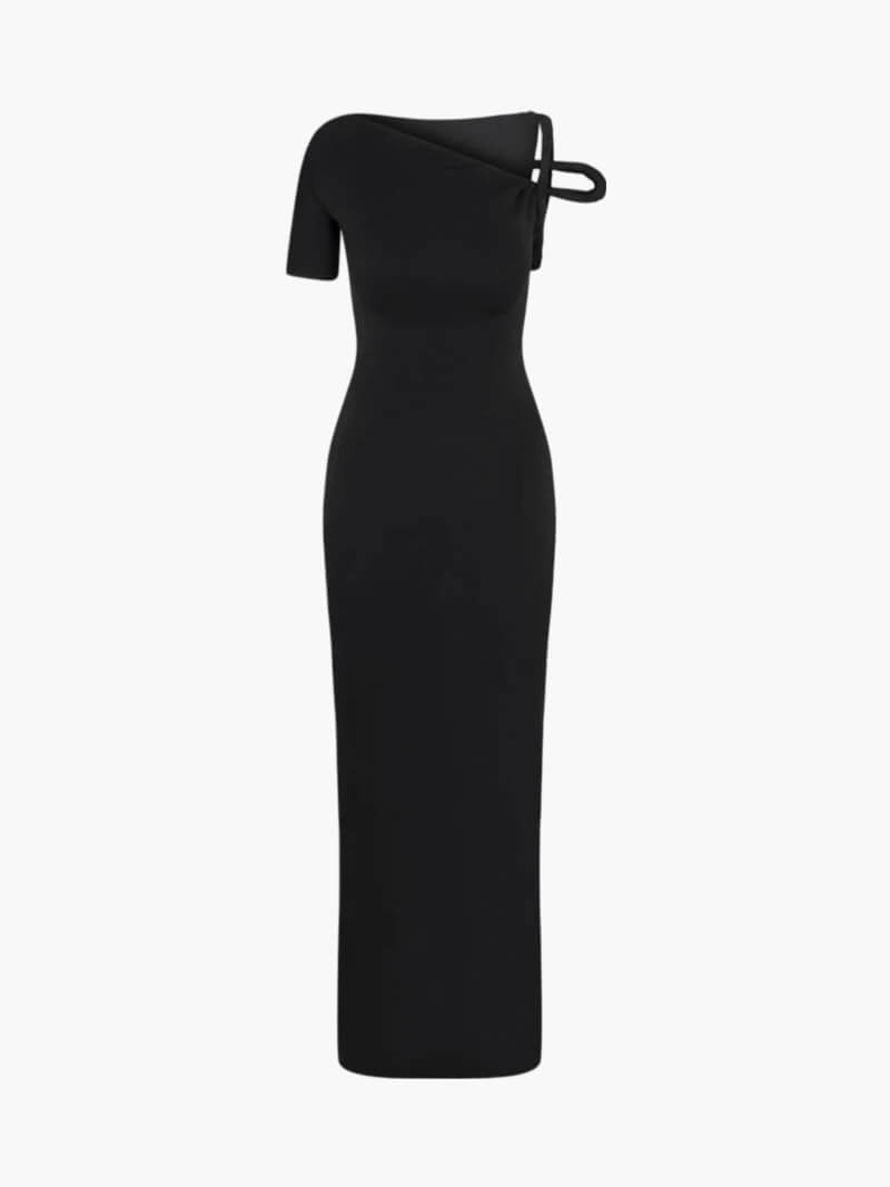 Gedraaide Kylie Maxi-jurk - Asymmetrische Off-the-Shoulder met Twistdetail