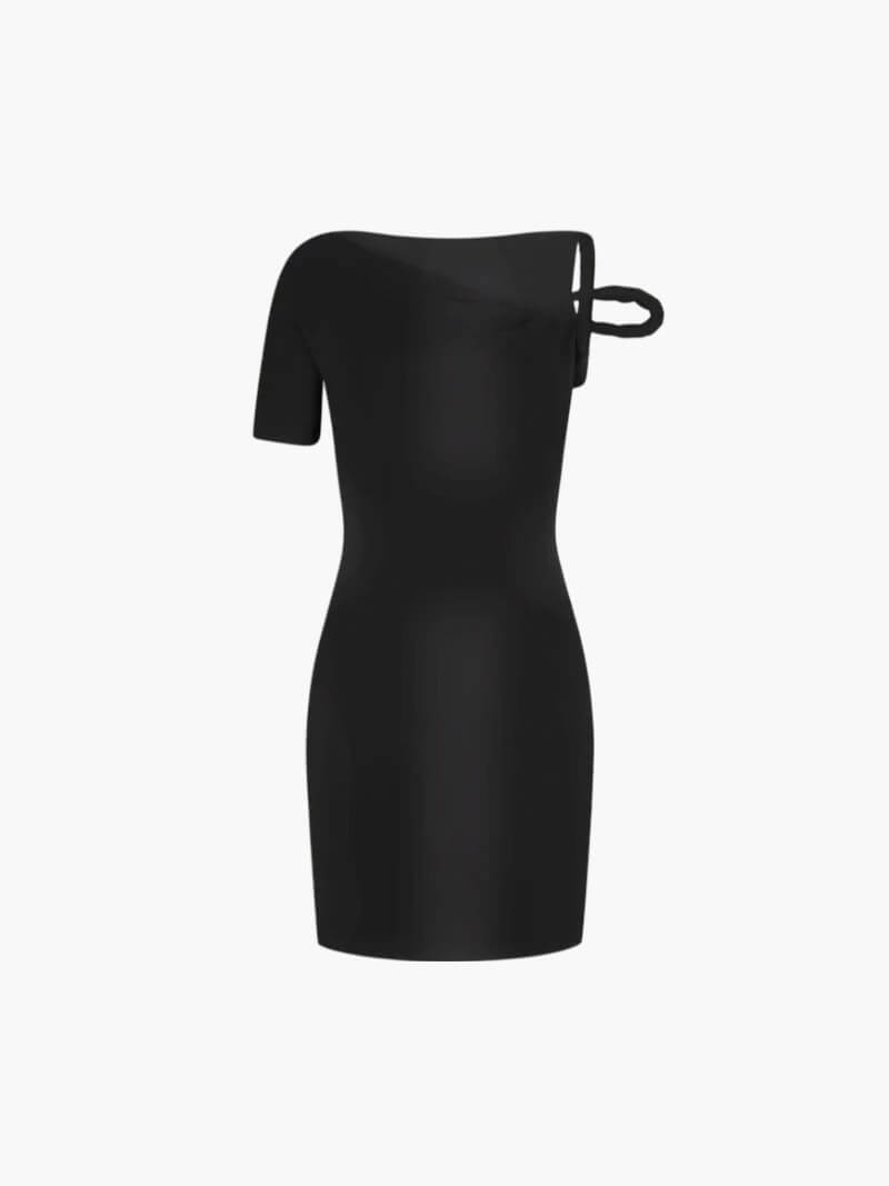 Gedraaide Kylie Mini-jurk - Asymmetrische Off-the-Shoulder met Twistdetail