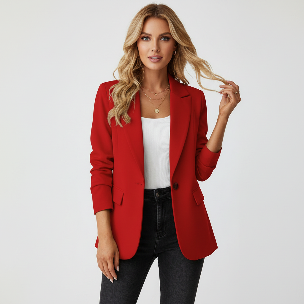 Getailleerde blazer dames met revers en knoopsluiting