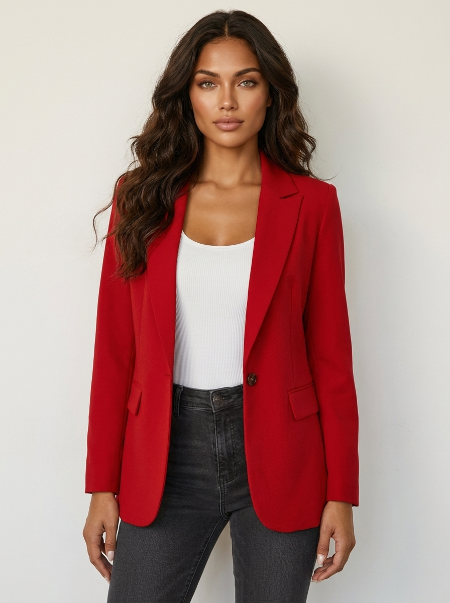 Getailleerde blazer dames met revers en knoopsluiting