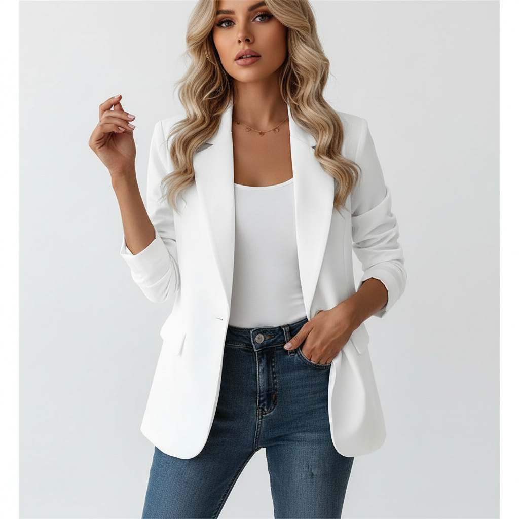 Getailleerde blazer dames met revers en knoopsluiting