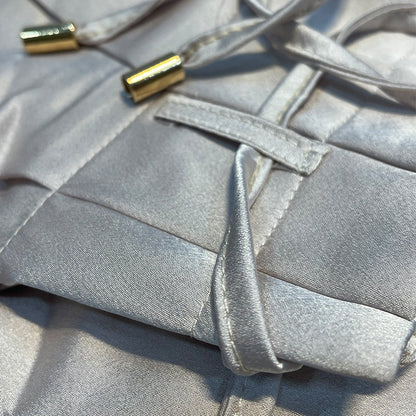 Satijnen set dames met haltertop en wijde broek