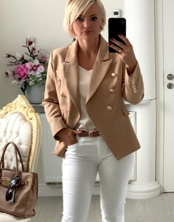 Blazer - Dames - ZINNA Beige, Stijlvolle en Comfortabele Pasvorm van Hoogwaardig Materiaal