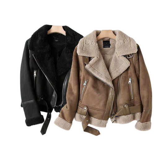 Suede Jas - Bruin - Faux Leder/Schapenhuid - Premium