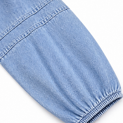 Denim jurk dames met pofmouw - detailfoto