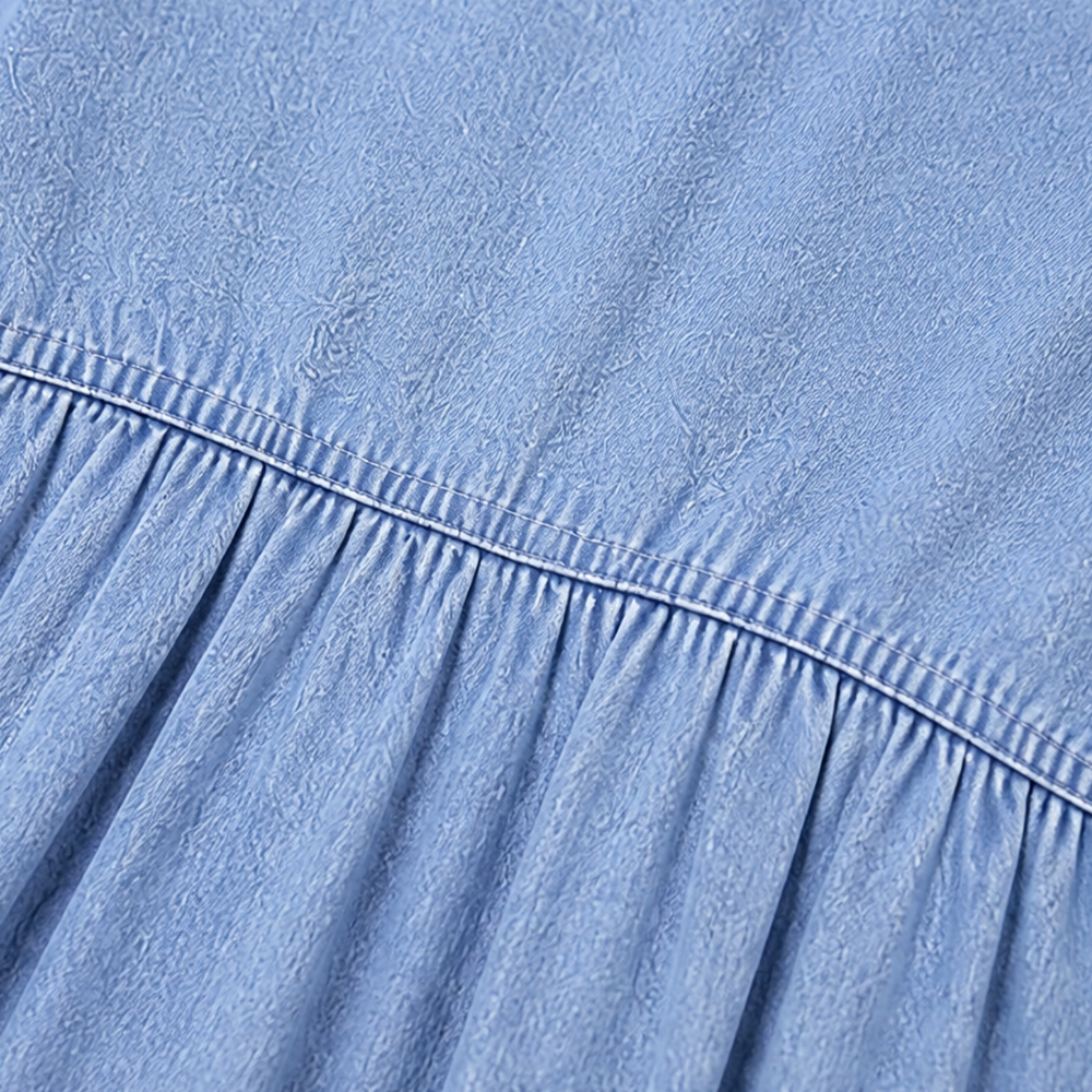 Denim jurk dames met pofmouw - detailfoto