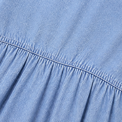 Denim jurk dames met pofmouw - detailfoto