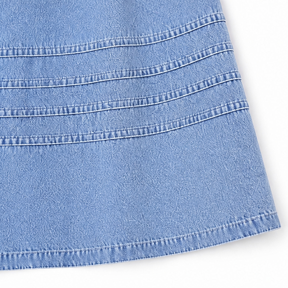 Denim jurk dames met pofmouw - detailfoto