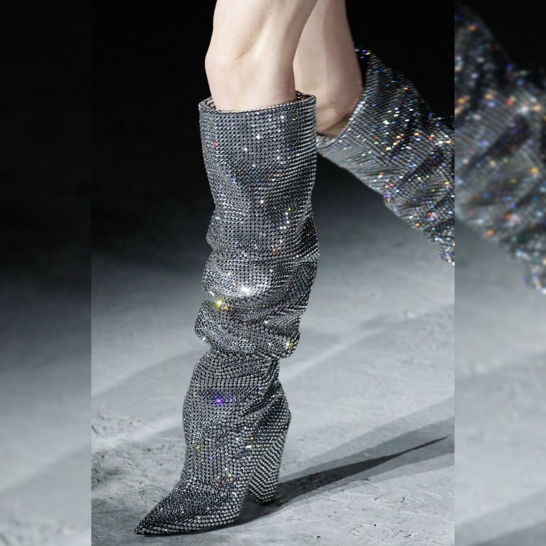 Dames Over-De-Knie Laarzen - Kristallen Pailletten - Glamour en Comfort