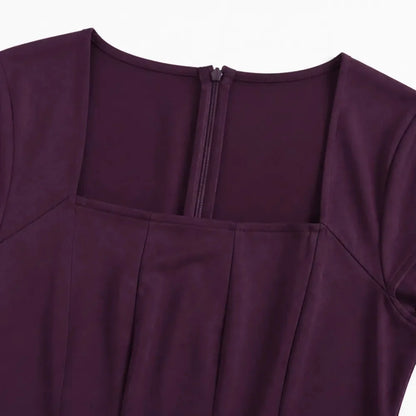 Midi-jurk dames met vierkante hals - detailfoto