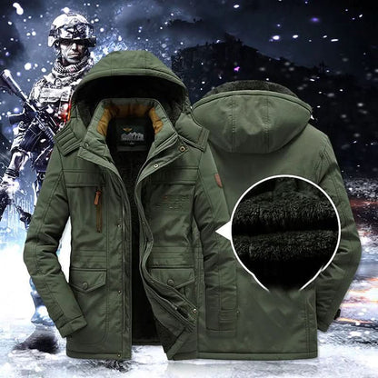 FrostGuard Parka heren – warme winterjas met fleecevoering en afneembare capuchon