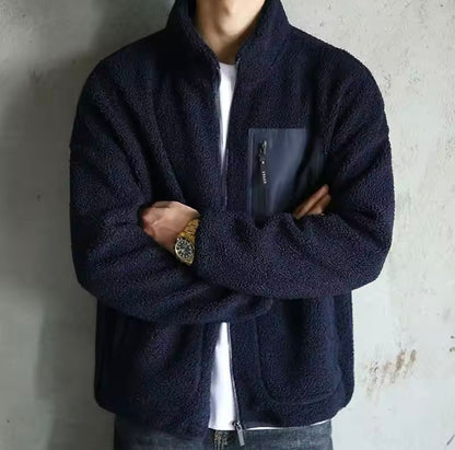 Heren jas met rits hoge kraag en meerdere zakken