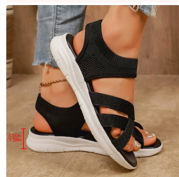 Gebreide sandalen dames met plateauzool - productfoto