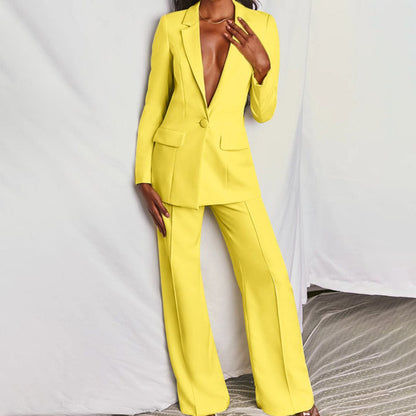 Chique blazer en broek set dames, elegant tweedelig