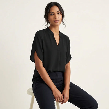 Zomerblouse dames V-hals in zwart