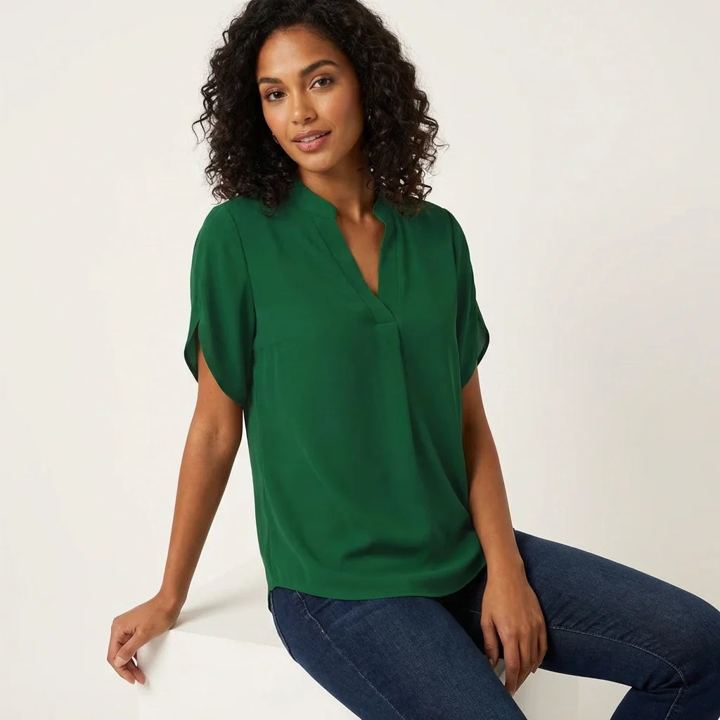 Zomerblouse dames V-hals in groen