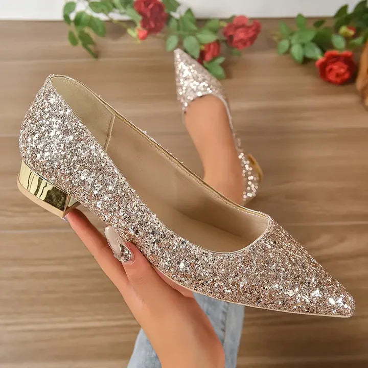 Anna - Glitter Schoenen met Lage Hak - Comfortabel en Stabiel