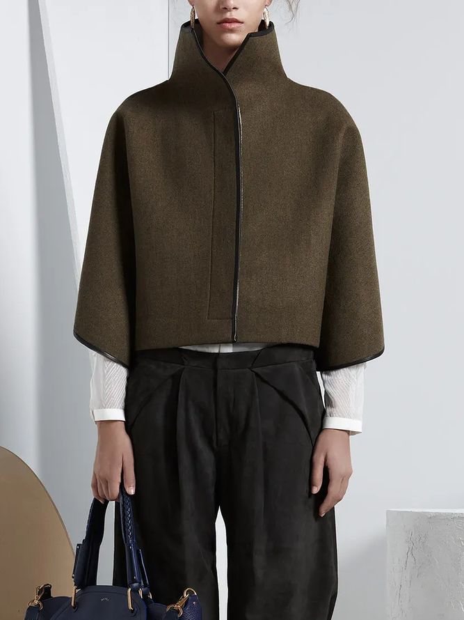 Cape jack dames cropped met hoge opstaande kraag - groen