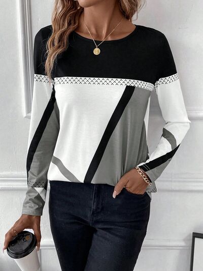 Shirt dames met kleurvlakken in Antraciet