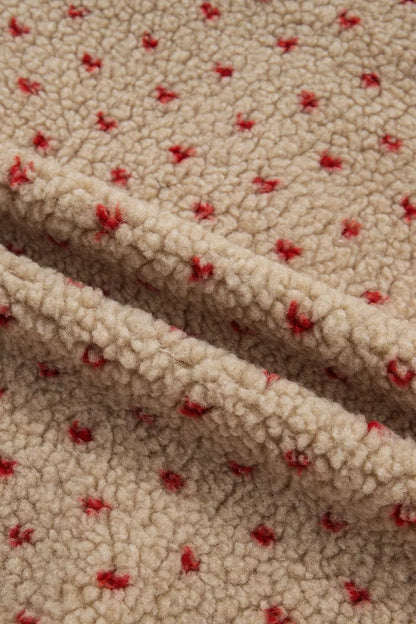 Fleece trui dames met hartjes - detailfoto