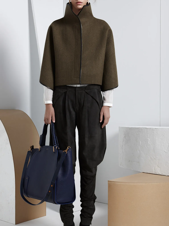 Cape jack dames cropped met hoge opstaande kraag