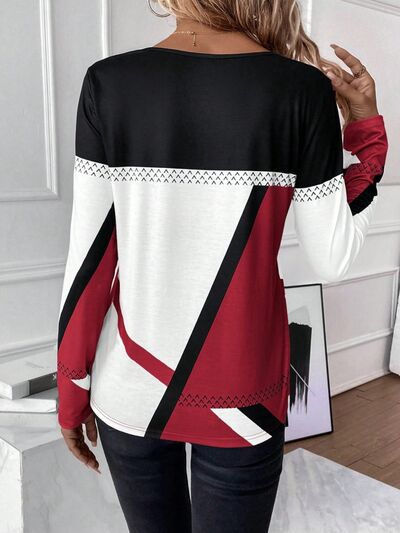Shirt dames met kleurvlakken - detailfoto