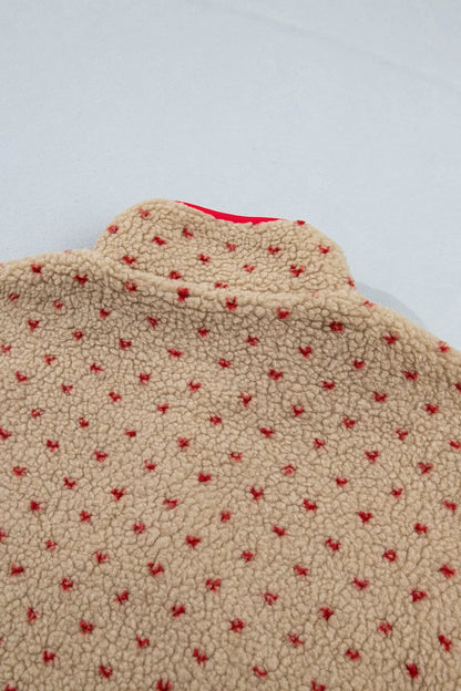 Fleece trui dames met hartjes - detailfoto