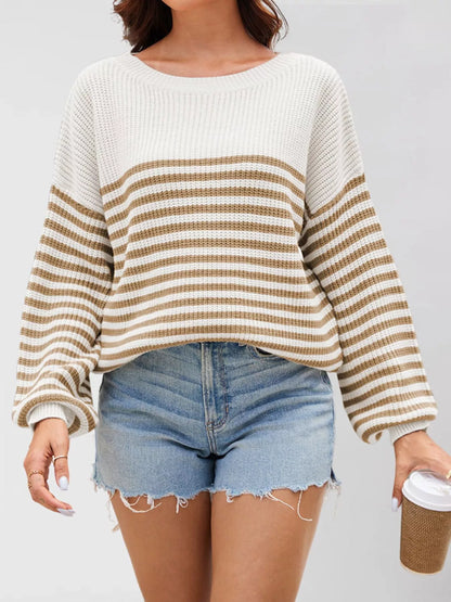 Gestreepte trui dames met smalle strepen - detailfoto