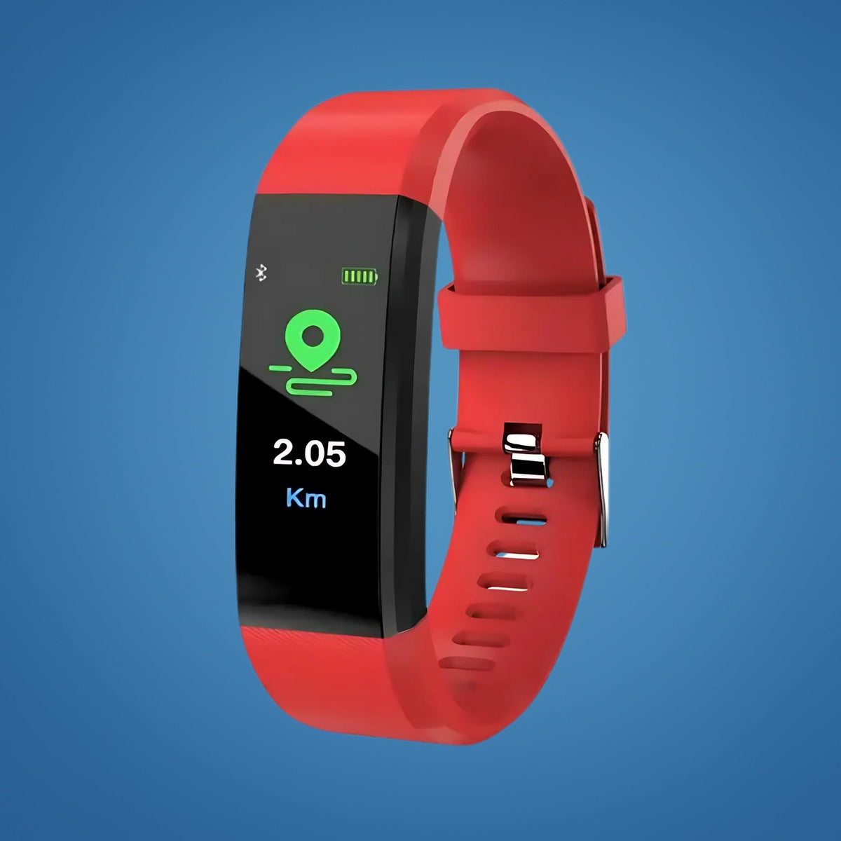 Activity tracker met afstandsweergave en rode band