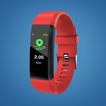 Activity tracker met afstandsweergave en rode band