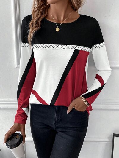 Shirt dames met kleurvlakken - detailfoto