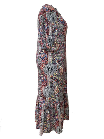 Midi-jurk dames met paisleyprint - detailfoto