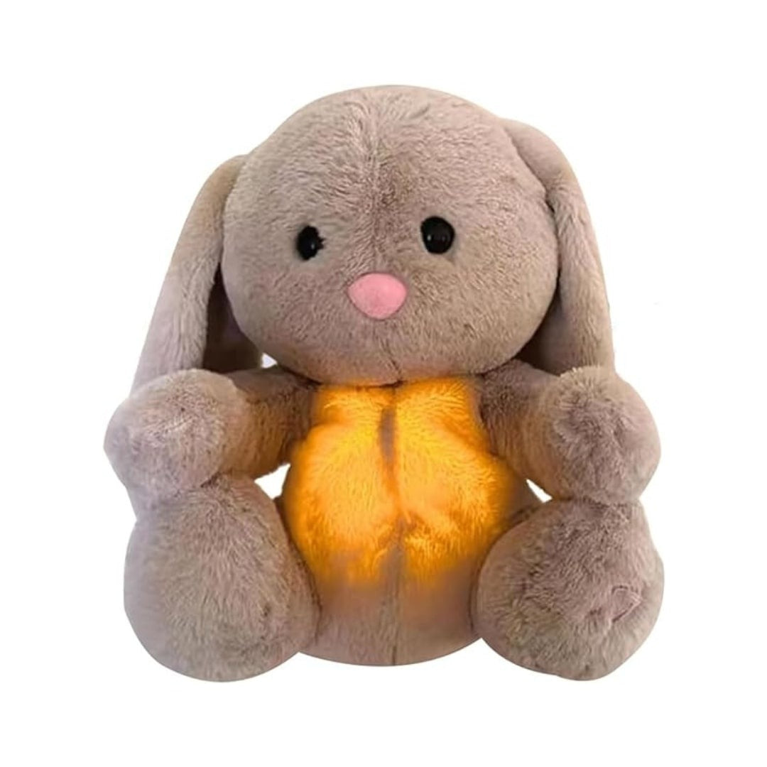 Ademend knuffelkonijn met lichtgevende buik