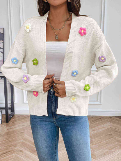 Vest dames met gehaakte bloemen - detailfoto