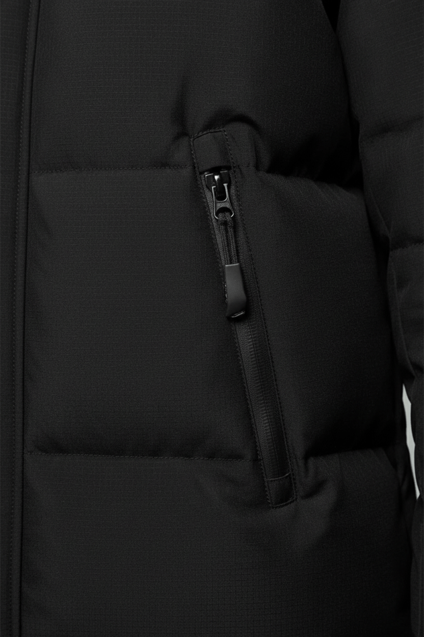 Heren lange jas waterafstotend geïsoleerd met capuchon