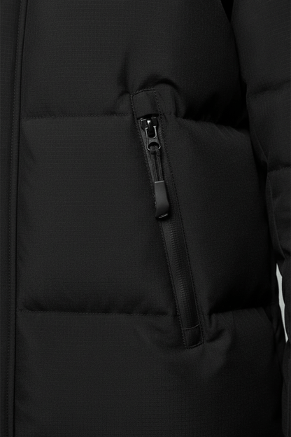 Heren lange jas waterafstotend geïsoleerd met capuchon