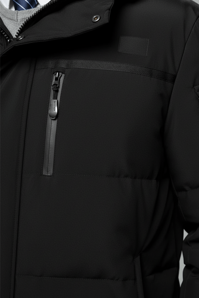 Heren lange jas waterafstotend geïsoleerd met capuchon