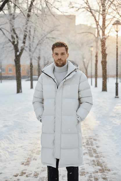 Trenchcoat heren met capuchon geïsoleerd