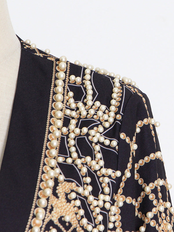 Kralenblazer dames met diepe V-hals en open voorkant