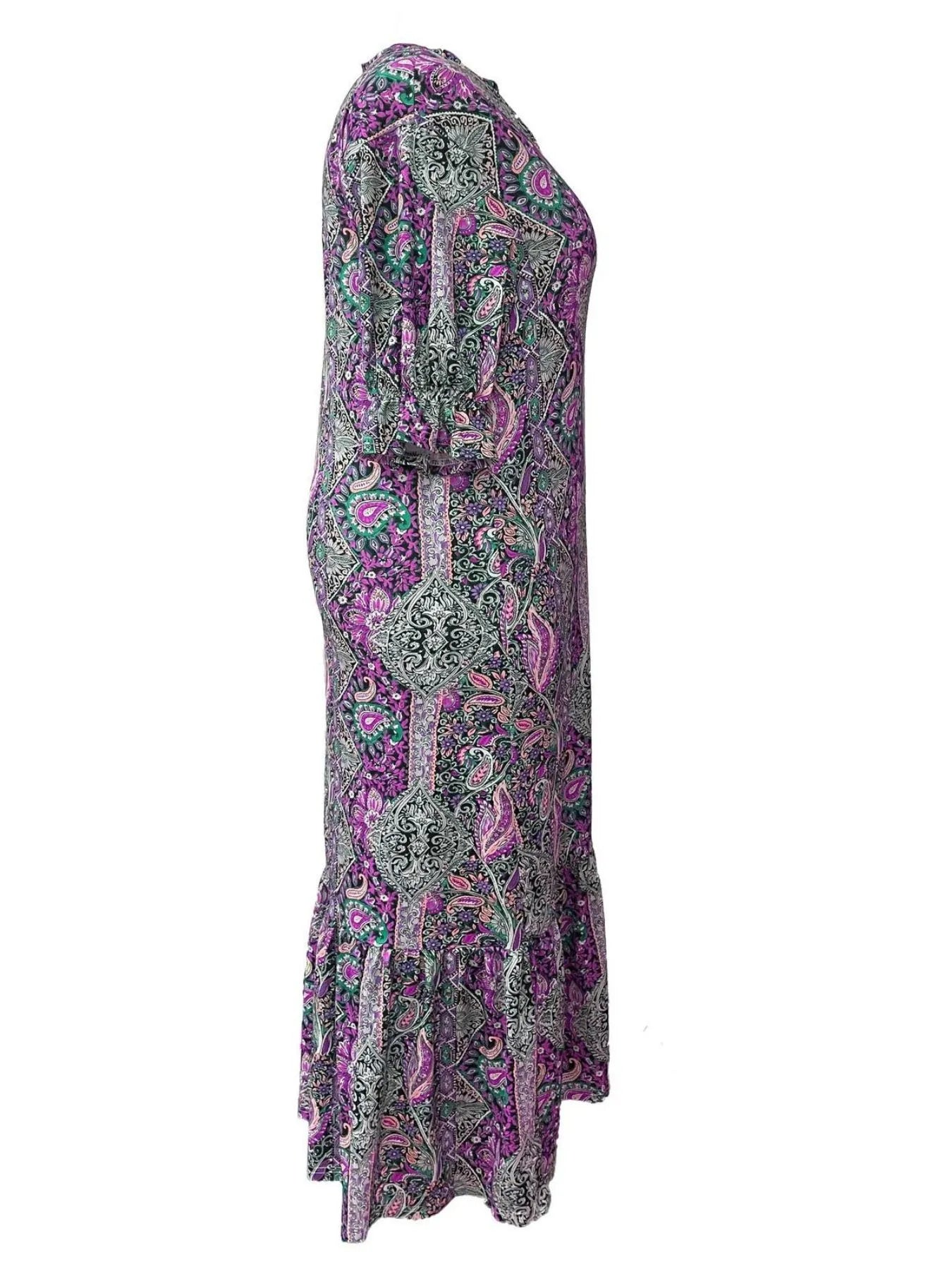 Midi-jurk dames met paisleyprint - detailfoto