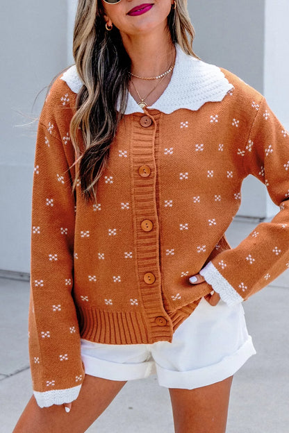 Vest dames met ronde kraag in terracotta in Terracotta