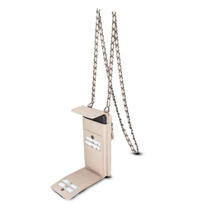 Rode leren telefoontas crossbody met kettingband en ritsvak