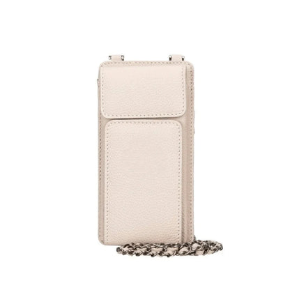 Rode leren telefoontas crossbody met kettingband en ritsvak