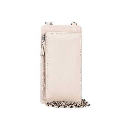 Rode leren telefoontas crossbody met kettingband en ritsvak