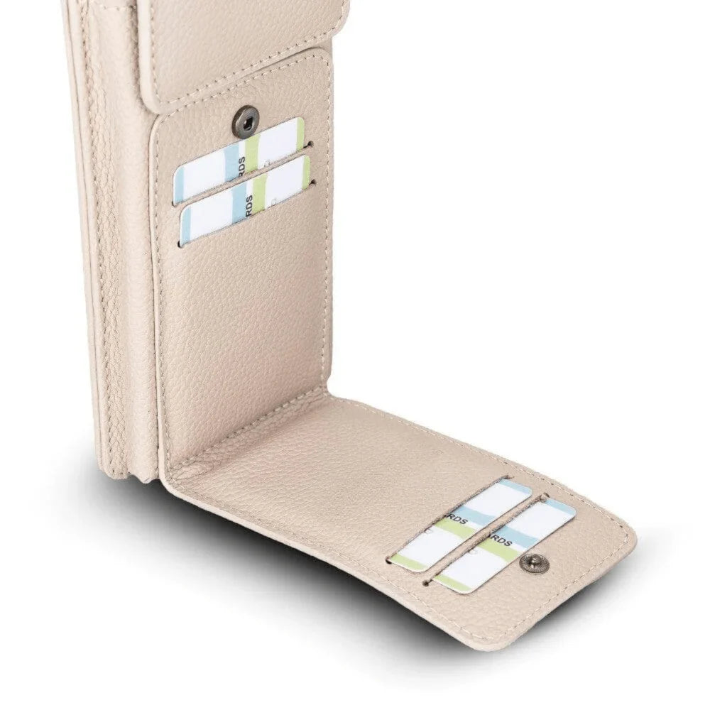 Rode leren telefoontas crossbody met kettingband en ritsvak