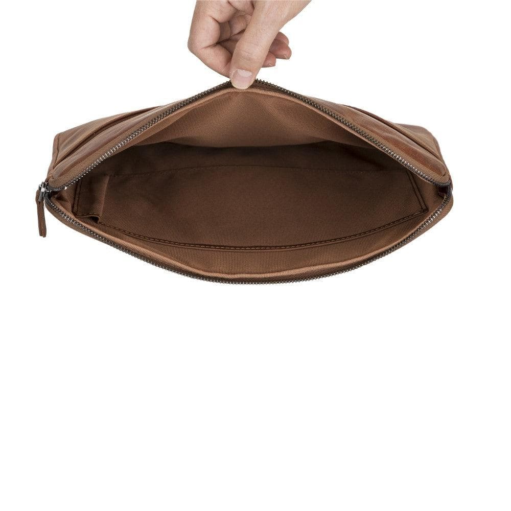 Leren laptoptas met afneembare schouderband, crossbody gedragen