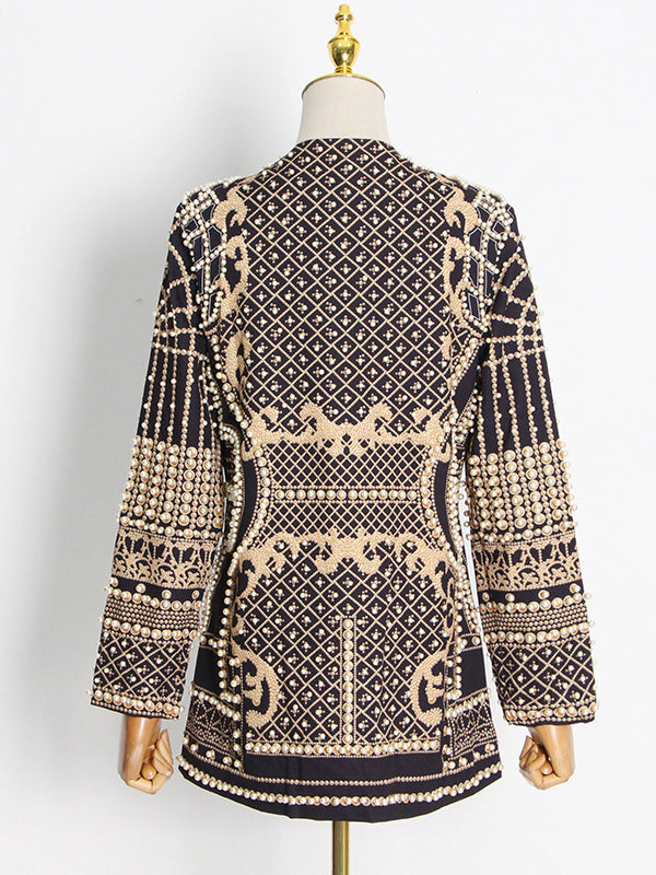 Kralenblazer dames met diepe V-hals en open voorkant