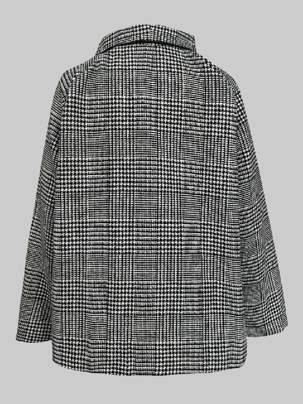 Pied-de-poule jack dames met asymmetrische sluiting